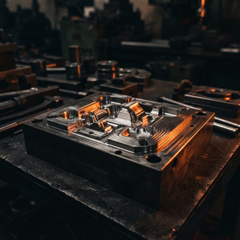 Precision CNC milled steel die mold with intricate cavity geometry